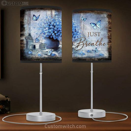 Blue Butterfly Just Breathe Lamb Gift Table Lamb - Christian Lamb Gift - Religious Art