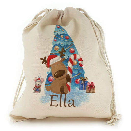Blue Christmas Tree, Reindeer and Mouse Christmas Sack, Gift For Chidren, Christmas Bag Gift, Christmas Gift 2023