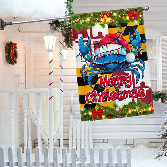 Blue Crab Merry Christmas Maryland Flag, Christmas Garden Flag, Home Decor Accessories, Christmas Outdoor Decor Ideas