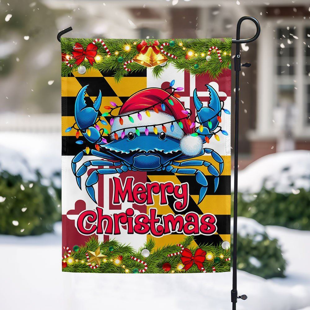 Blue Crab Merry Christmas Maryland Flag, Christmas Garden Flag, Home Decor Accessories, Christmas Outdoor Decor Ideas