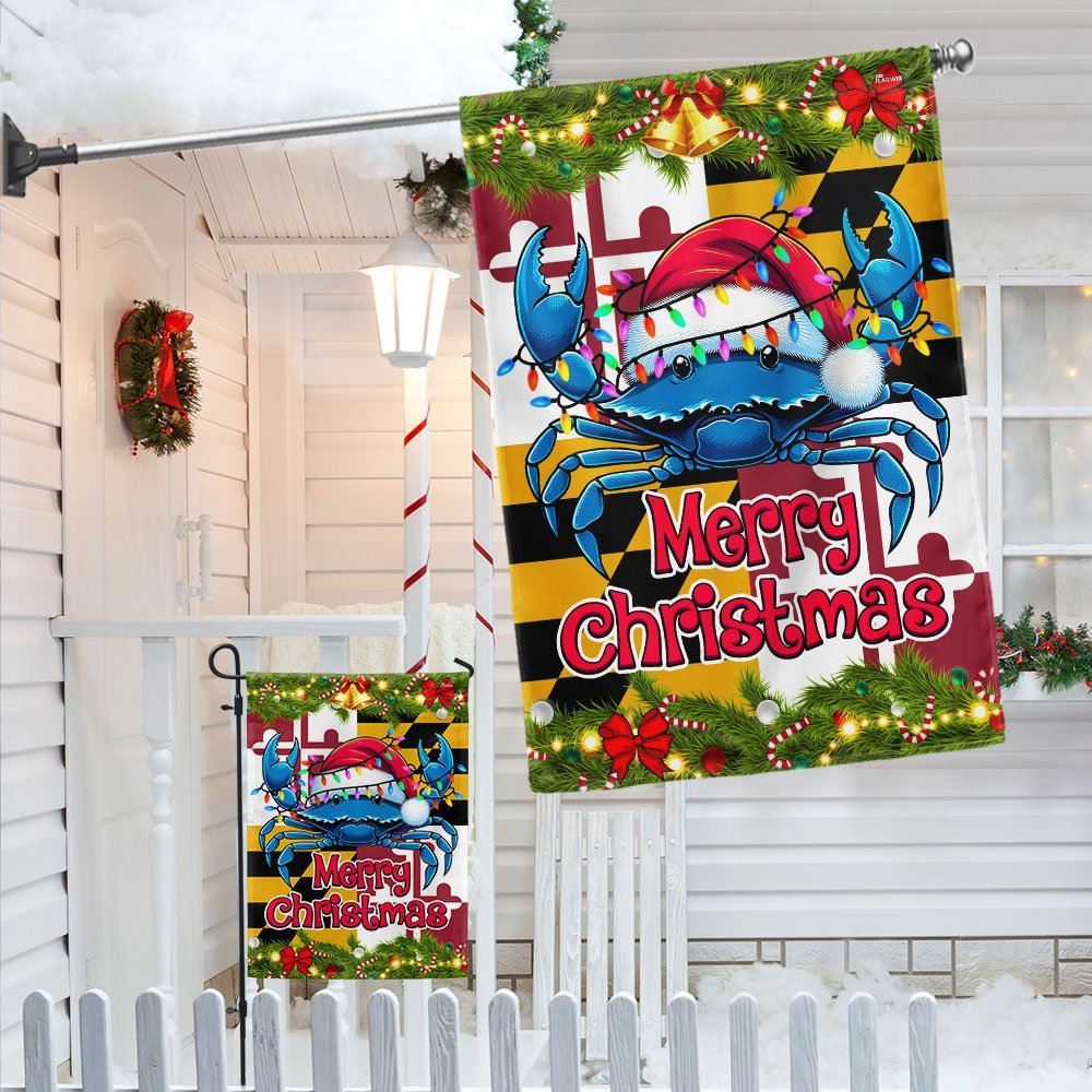 Blue Crab Merry Christmas Maryland Flag, Christmas Garden Flag, Home Decor Accessories, Christmas Outdoor Decor Ideas