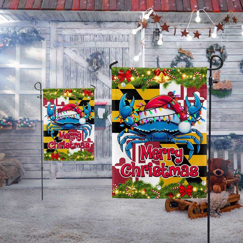 Blue Crab Merry Christmas Maryland Flag, Christmas Garden Flag, Home Decor Accessories, Christmas Outdoor Decor Ideas