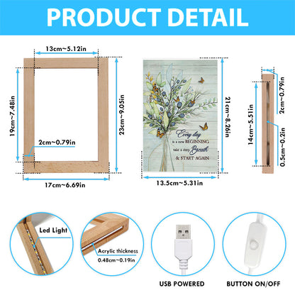 Blue Cranberry Butterfly Every Day Is A New Beginning Frame Lamp Art - Bible Verse Wooden Lamp - Inspirational Art - Christian Home Decor