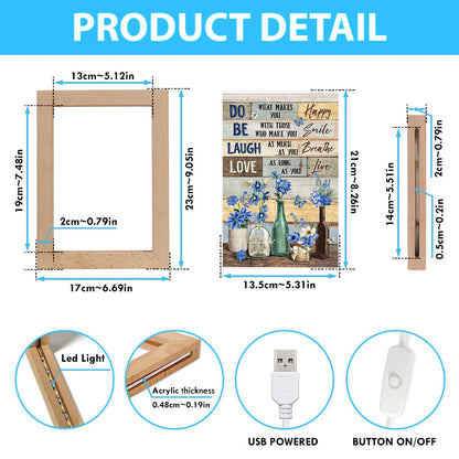 Blue Flower Do What Makes You Happy Frame Lamp Art - Bible Verse Wooden Lamp - Inspirational Art - Christian Home Decor