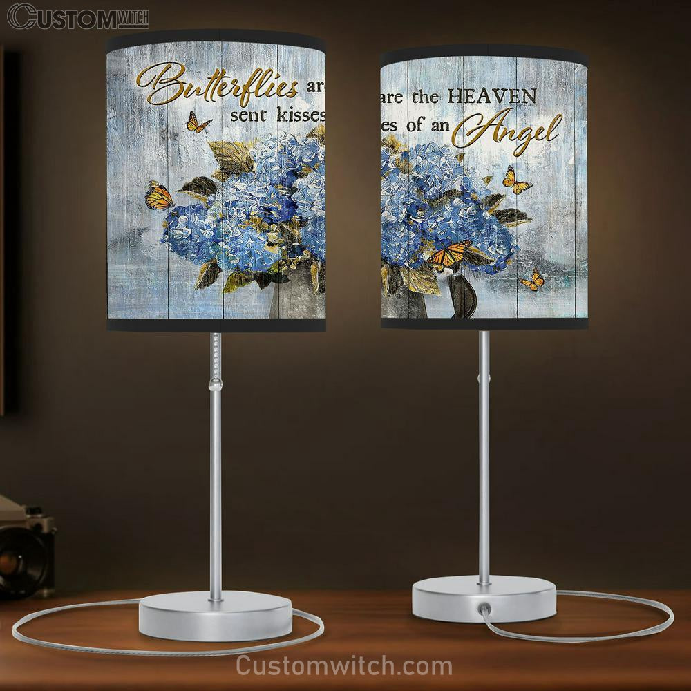 Blue Hydrangea Butterflies Are The Heaven Sent Kisses Of An Angel Lamb Gift Table Lamb - Christian Lamb Gift - Religious Art