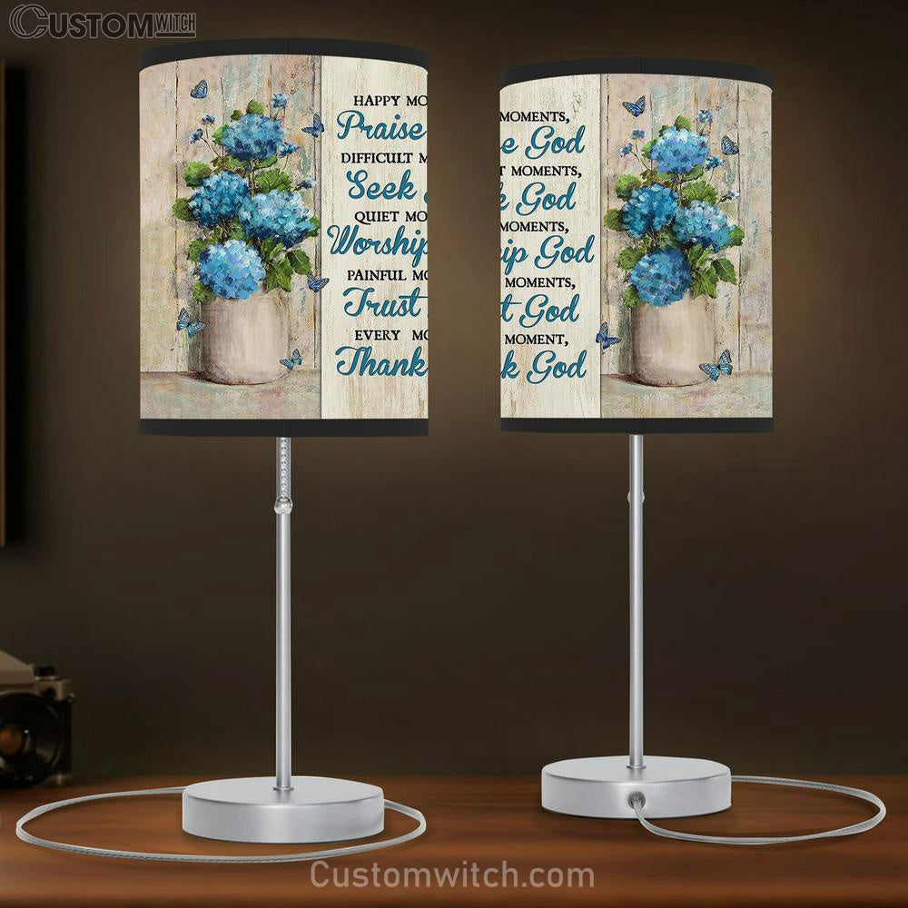 Blue Hydrangea Every Moment Thank God Lamb Gift Table Lamb - Christian Lamb Gift - Religious Art