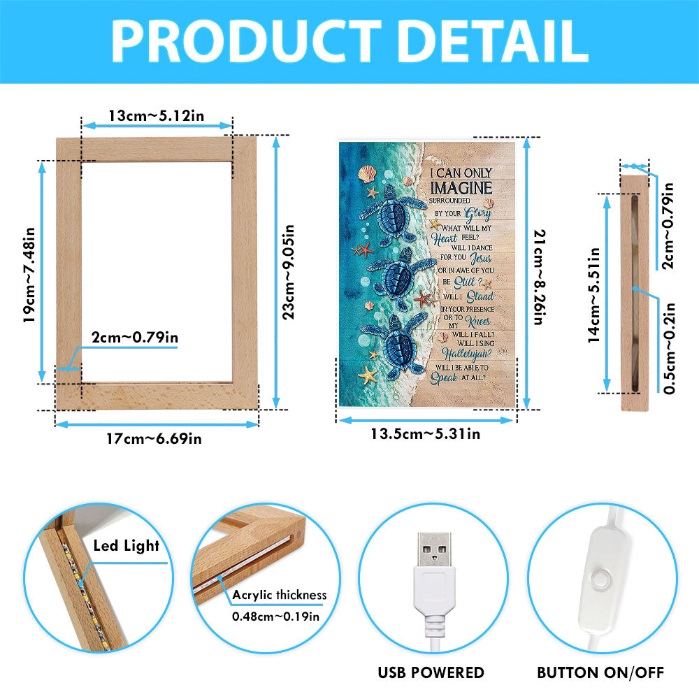 Blue Turtle I Can Only Imagine Frame Lamp Art - Christian Decor - Gift For Turle Lover