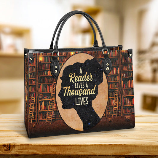 Book A Reader Lives A Thousand Lives Leather Bag, Best Gifts For Book Lovers, Women's Pu Leather Bag