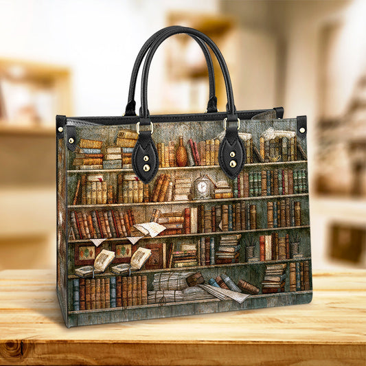 Book Bookshelf Leather Bag, Best Gifts For Book Lovers, Women's Pu Leather Bag
