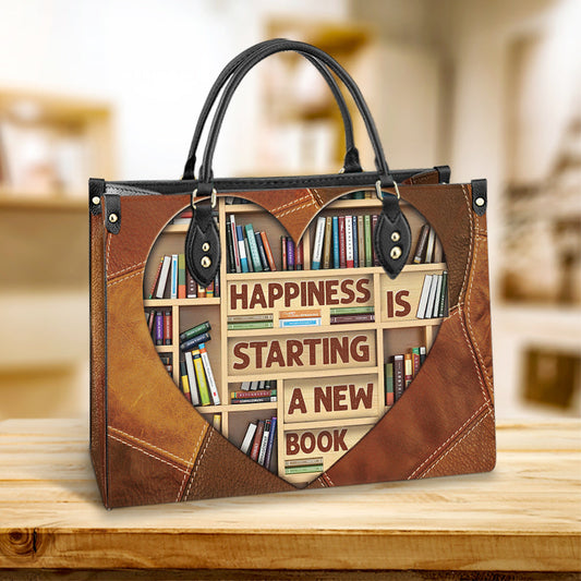 Book Happiness Is Starting A New Book Leather Bag, Best Gifts For Book Lovers, Women's Pu Leather Bag