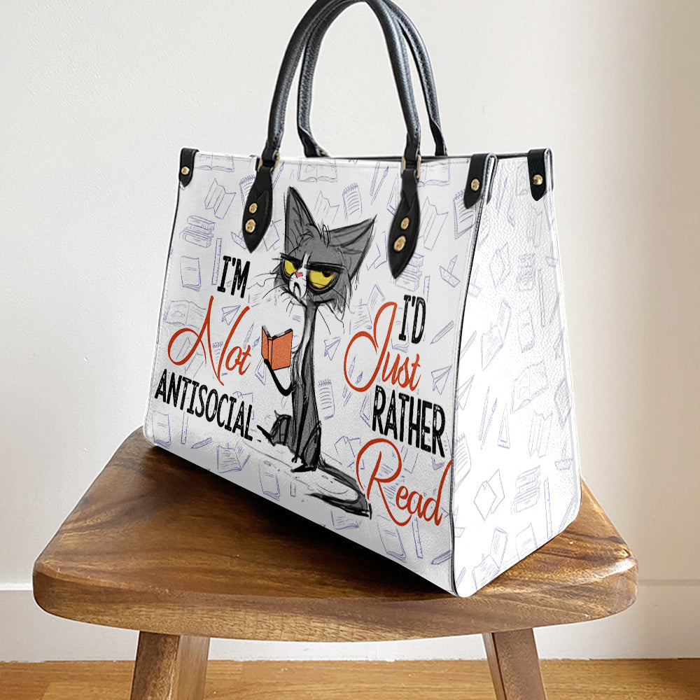 Book Im Not Antisocial Id Just Rather Read Leather Bag, Best Gifts For Book Lovers, Women's Pu Leather Bag