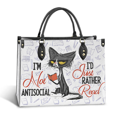 Book Im Not Antisocial Id Just Rather Read Leather Bag, Best Gifts For Book Lovers, Women's Pu Leather Bag