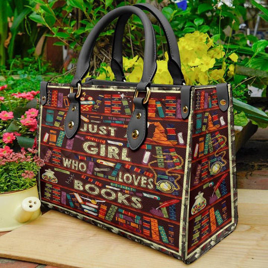 Book Just A Girl Loves Book Leather Bag, Best Gifts For Book Lovers, Women's Pu Leather Bag