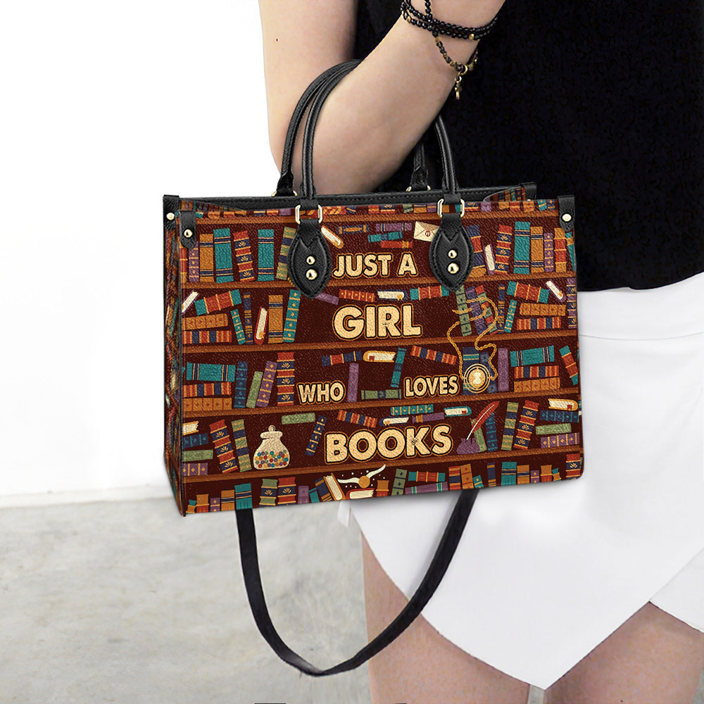 Book Just A Girl Loves Book Leather Bag, Best Gifts For Book Lovers, Women's Pu Leather Bag
