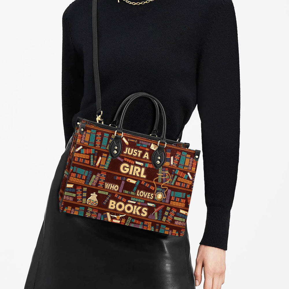 Book Just A Girl Loves Book Leather Bag, Best Gifts For Book Lovers, Women's Pu Leather Bag