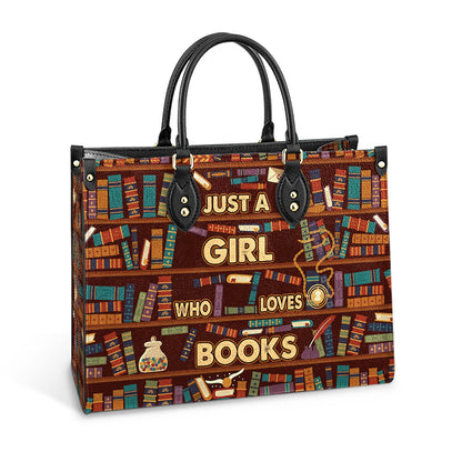 Book Just A Girl Loves Book Leather Bag, Best Gifts For Book Lovers, Women's Pu Leather Bag