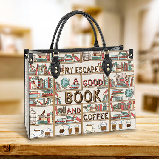 Book My Escape A Good Book And Coffee 1 Leather Bag, Best Gifts For Book Lovers, Women's Pu Leather Bag