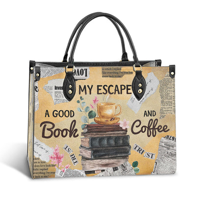 Book My Escape A Good Book And Coffee Leather Bag, Best Gifts For Book Lovers, Women's Pu Leather Bag
