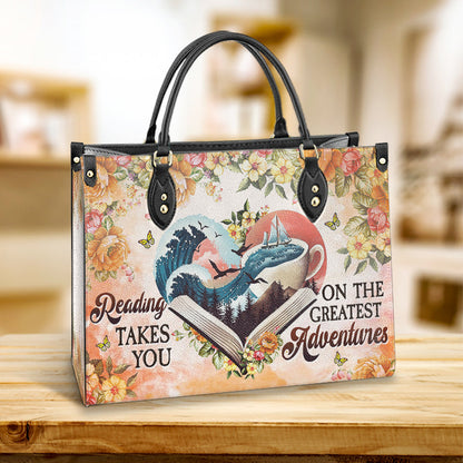 Book Reading Takes You On The Greatest Adventures 1 Leather Bag, Best Gifts For Book Lovers, Women's Pu Leather Bag