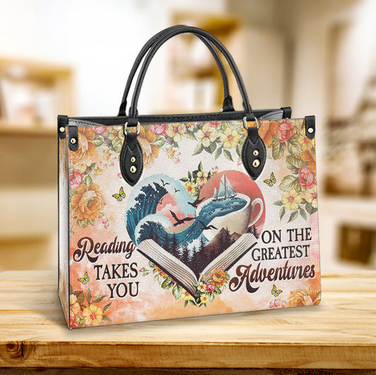 Book Reading Takes You On The Greatest Adventures 1 Leather Bag, Best Gifts For Book Lovers, Women's Pu Leather Bag