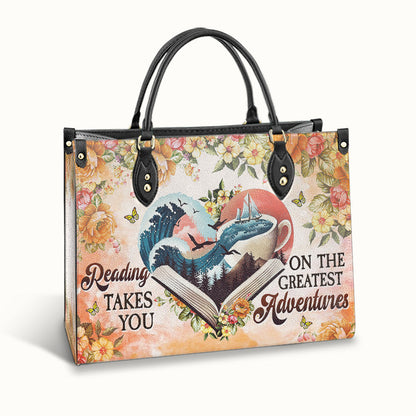 Book Reading Takes You On The Greatest Adventures 1 Leather Bag, Best Gifts For Book Lovers, Women's Pu Leather Bag