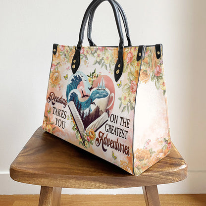 Book Reading Takes You On The Greatest Adventures 1 Leather Bag, Best Gifts For Book Lovers, Women's Pu Leather Bag