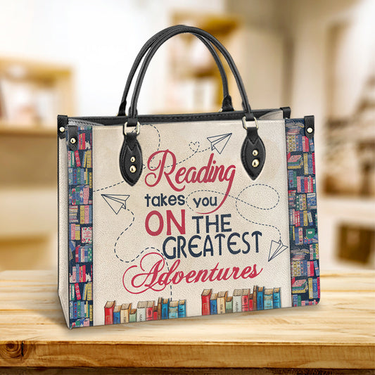 Book Reading Takes You On The Greatest Adventures Leather Bag, Best Gifts For Book Lovers, Women's Pu Leather Bag