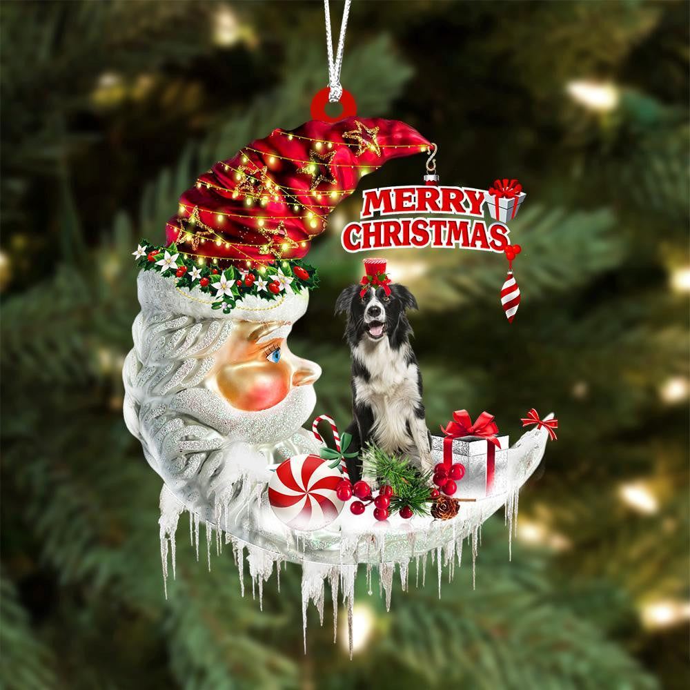 Border Collie On The Moon Merry Christmas Hanging Ornament, Christmas Gift, Christmas Tree Decorations, Christmas Ornament 2023