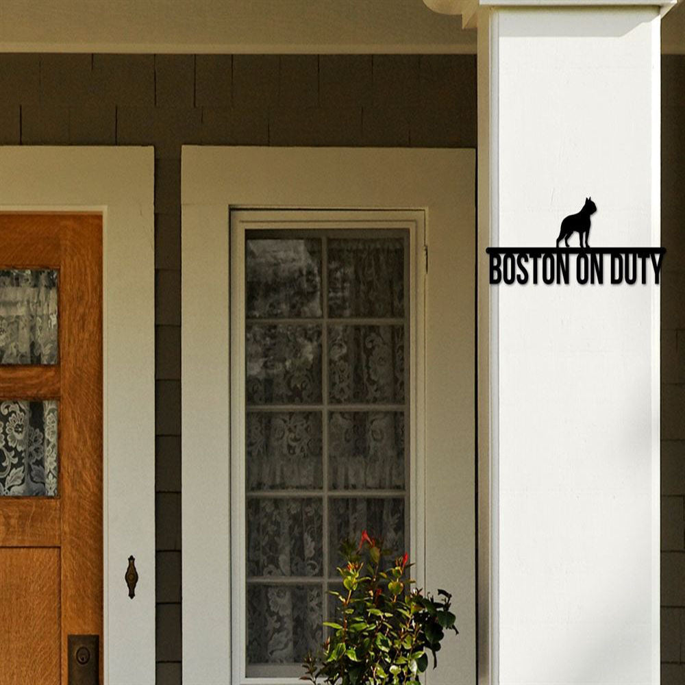 Boston Terrier On Duty Boston Terrier Metal Sign, Anniversary Gift, Dog Wall Decor, Dog Wall Art, Home Decor Sign