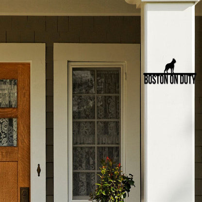 Boston Terrier On Duty Boston Terrier Metal Sign, Anniversary Gift, Dog Wall Decor, Dog Wall Art, Home Decor Sign