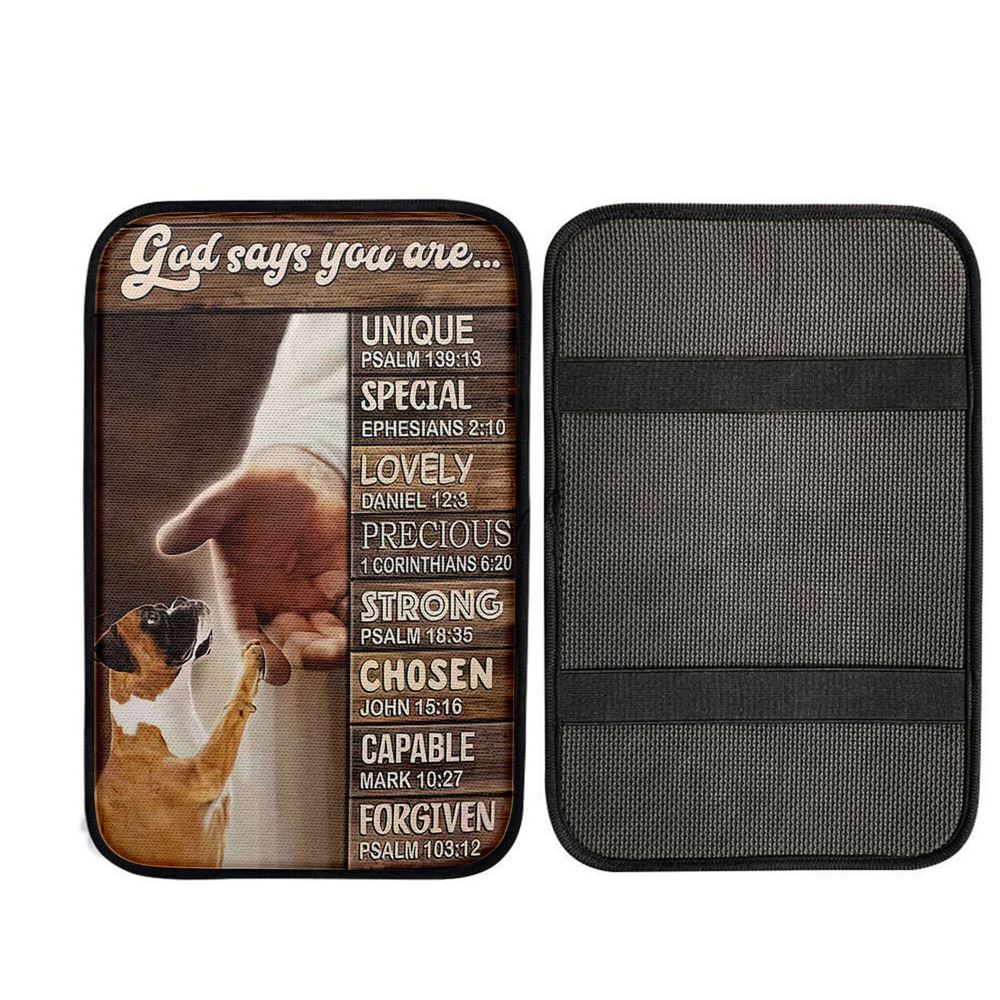 Boxer Boxer Jesus Hand God Says You Are Car Armrest Pad, Religious Car Armrest Accessories