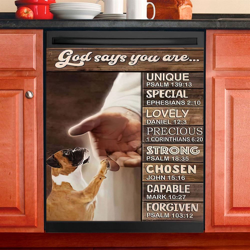 Boxer Boxer Jesus Hand God Says You Are Dishwasher Cover, Christian Dishwasher Magnet Cover, Religious Home Decor