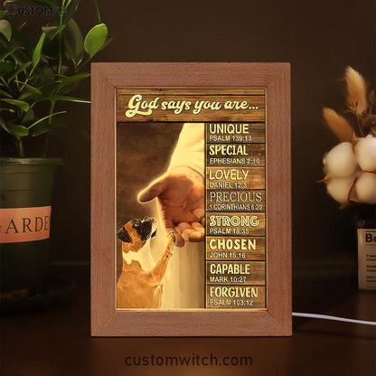 Boxer Boxer Jesus Hand God Says You Are Frame Lamp - Christian Art - Religious Home Decor