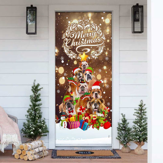 Boxer Dog Merry Christmas Door Cover Funny Dog Door Cover Christmas, Christmas Garage Door Covers, Christmas Outdoor Decoration