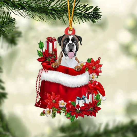 Boxer In Gift Bag Christmas Ornament, Christmas Gift, Christmas Tree Decorations, Christmas Ornament 2023