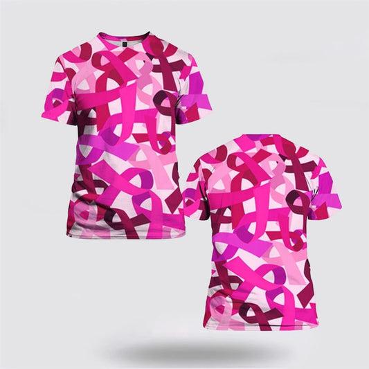 Breast Cancer Awareness Pink Ribbon All Over Print 3D T Shirt, Breast Cancer Gift Ideas, Unisex T Shirt