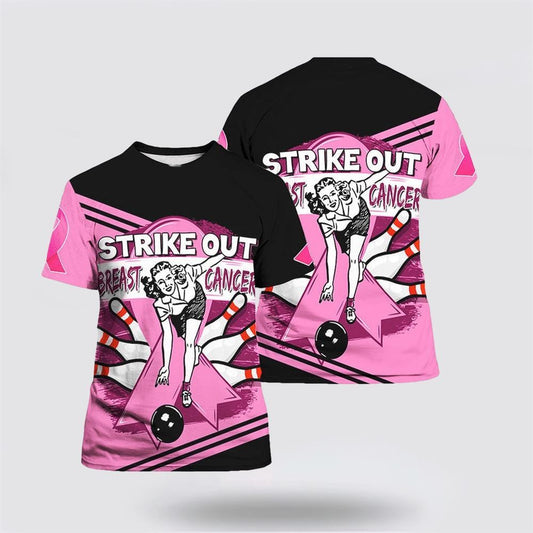 Breast Cancer Bowling Premium All Over Print 3D T Shirt, Breast Cancer Gift Ideas, Unisex T Shirt