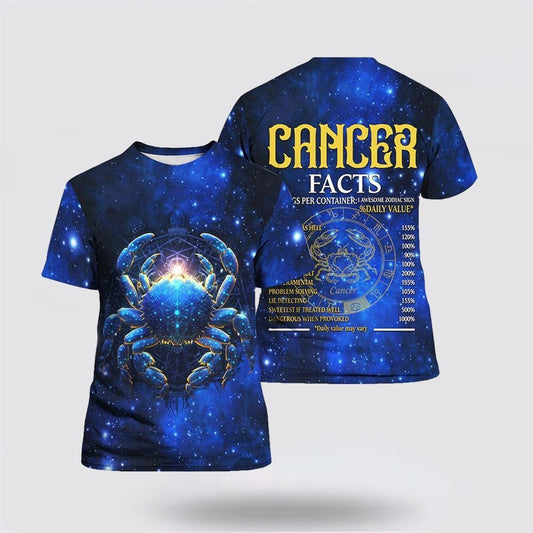 Breast Cancer Nutrition Facts Blue Galaxy Premium All Over Print 3D T Shirt, Breast Cancer Gift Ideas, Unisex T Shirt
