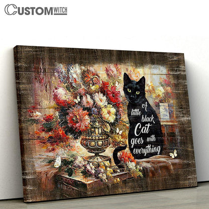 Brilliant Flower Garden Black Cat A Little Black Cat Goes With Everything Canvas Wall Art - Bible Verse Canvas - Religious Prints