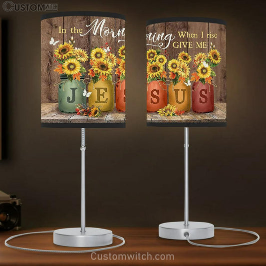 Brilliant Sunflower In The Morning When I Rise Give Me Jesus Table Lamb Prints - Religious Table Lamb Art - Christian Home Decor