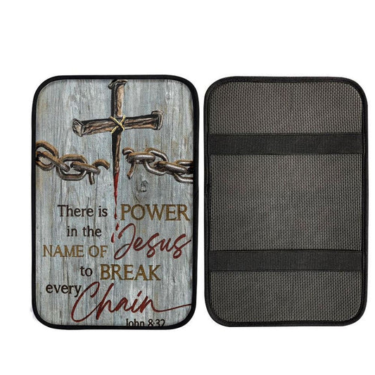 Broken Chain, Jesus Blood, There Is Power In The Name Of Jesus Car Center Console Cover, Car Armrest Pad, Christian Gift, Armrest Box Mat