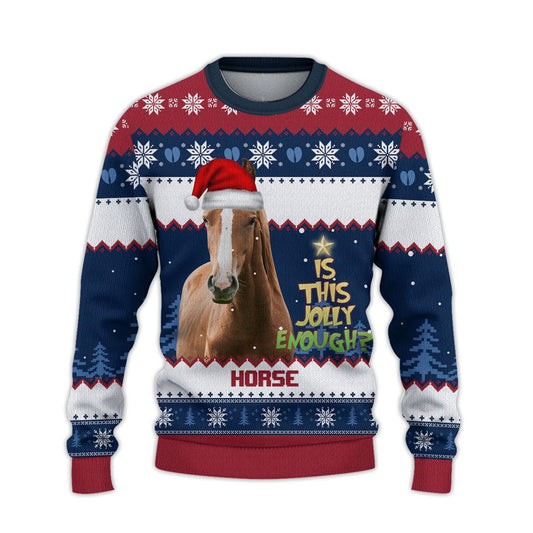 Brown Horse Jolly Ugly Christmas Sweater, Sweater Gifts For Pet Loves, Farmers Sweater