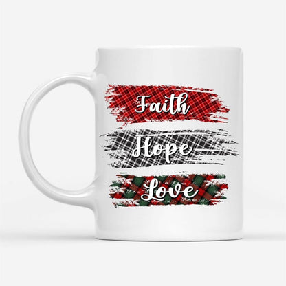 Buffalo Plaid, Faith Hope Love, Christian Coffee Mug, Christian Mug, Bible Mug, Faith Gift, Encouragement Gift