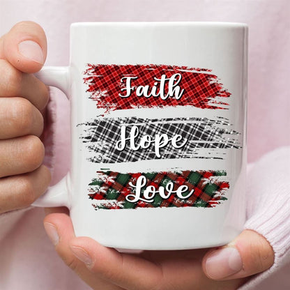 Buffalo Plaid, Faith Hope Love, Christian Coffee Mug, Christian Mug, Bible Mug, Faith Gift, Encouragement Gift