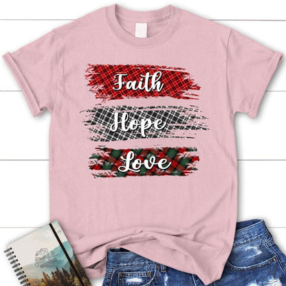Buffalo Plaid Faith Hope Love T Shirt, Blessed T Shirt, Bible T shirt, T shirt Women