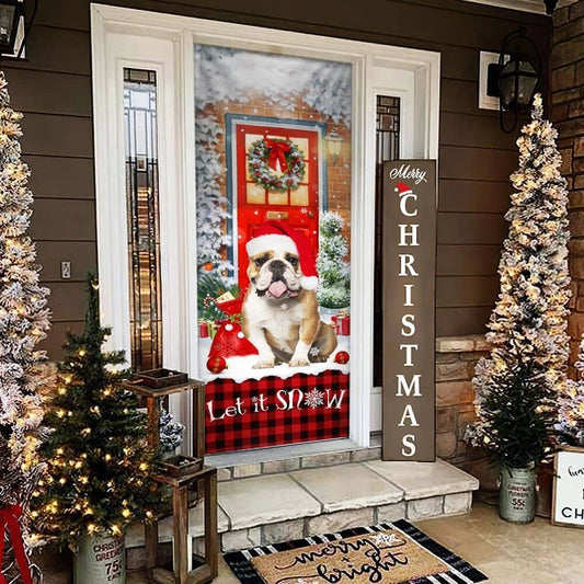 Bulldog Door Cover, Let It Snow Christmas Door Cover, Christmas Garage Door Covers, Christmas Outdoor Decoration