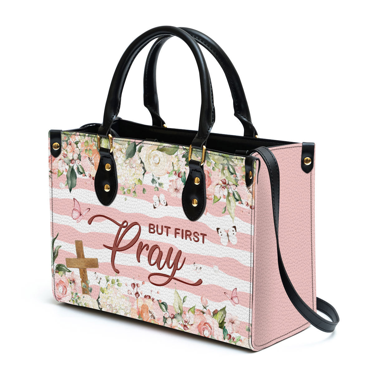 But Frist Pray Cross Leather Handbag, Religious Gifts For Women, Women Pu Leather Bag