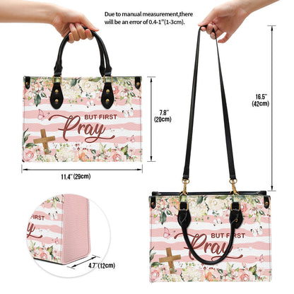 But Frist Pray Cross Leather Handbag, Religious Gifts For Women, Women Pu Leather Bag