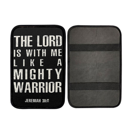 But The Lord Is With Me Like A Mighty Warrior Jeremiah 20 11 Car Center Console Cover, Religious Car Armrest Accessories