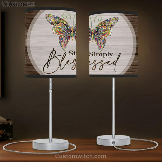 Butterflies Simply Blessed Table Lamb Gift - - Christian Bedroom Decor